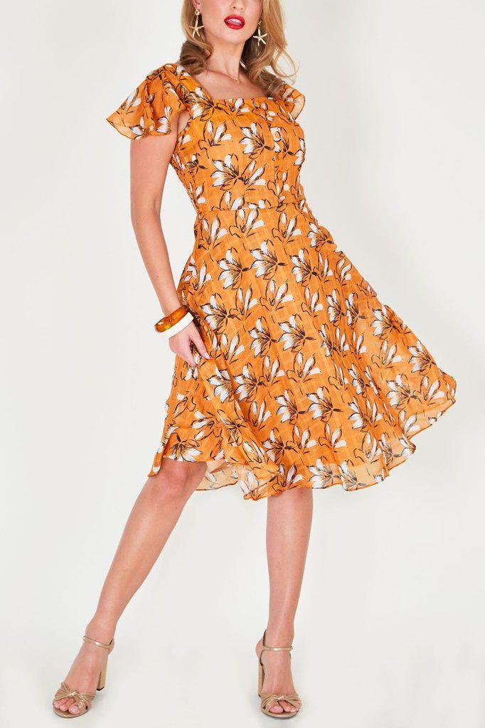 Margot Floral Square Neck Dress-Voodoo Vixen-Dark Fashion Clothing