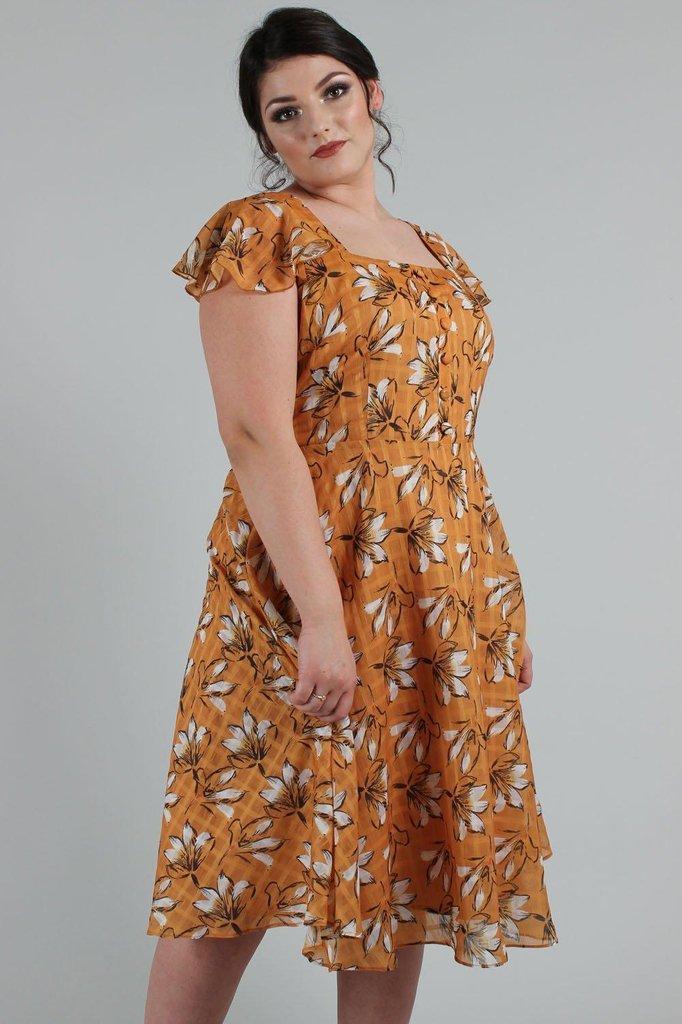 Margot Floral Square Neck Dress-Voodoo Vixen-Dark Fashion Clothing