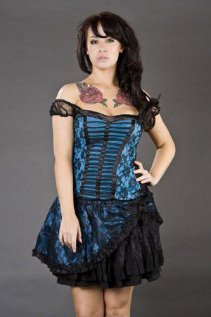 Maria Cotton Gothic Top With Black Lace Overlay-Burleska-Dark Fashion Clothing