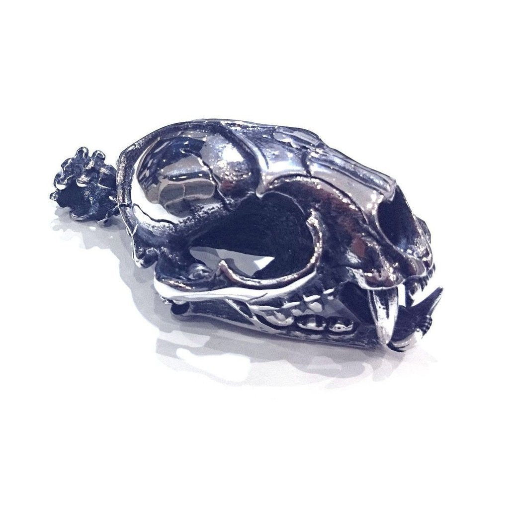 Massive Steel Cat Skull Pendant-Badboy-Dark Fashion Clothing