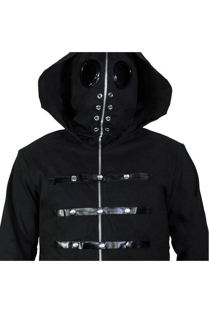 Metal Caps Black Goggles Short Cotton Jacket - Berthold-Dr Faust-Dark Fashion Clothing