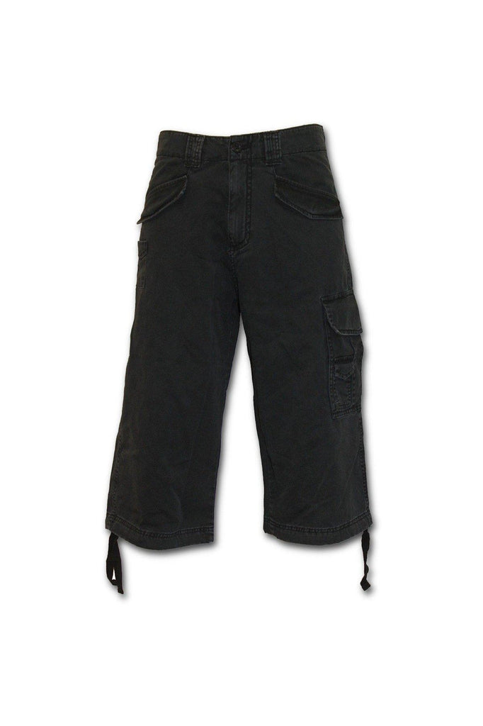 Metal Streetwear - Vintage Cargo Shorts 3/4 Long Black-Spiral-Dark Fashion Clothing
