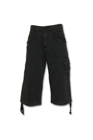 Metal Streetwear - Vintage Cargo Shorts 3/4 Long Black-Spiral-Dark Fashion Clothing