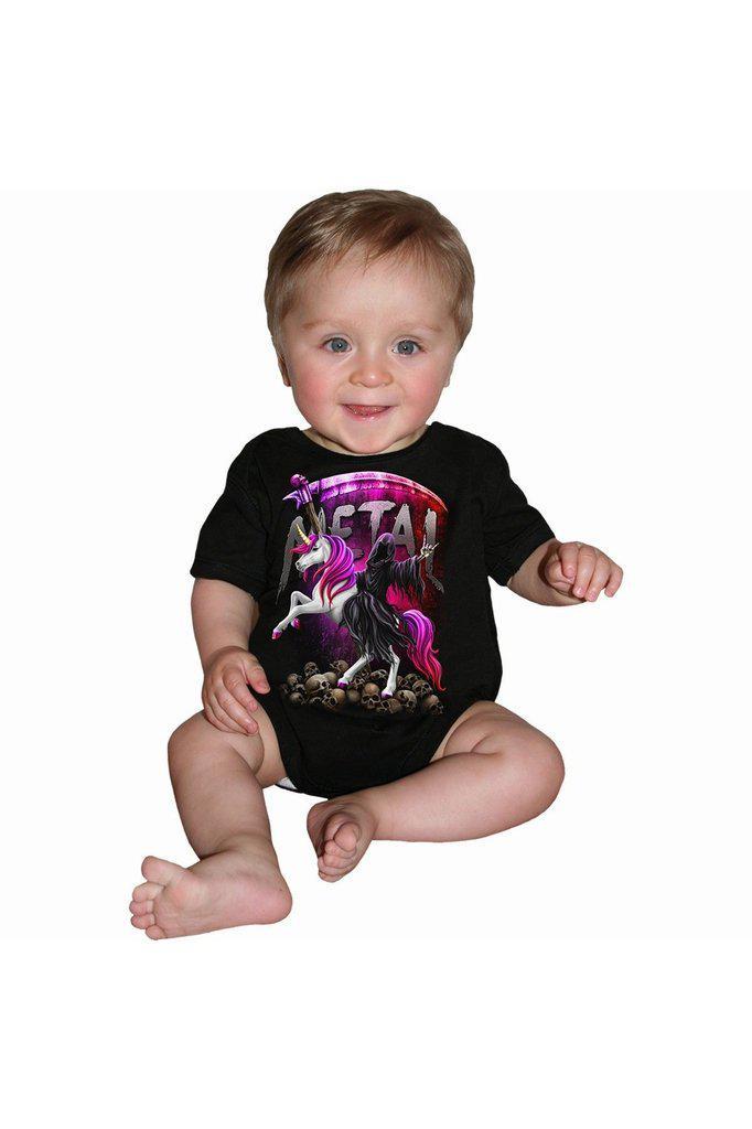 Metallicorn - Baby Sleepsuit Black-Spiral-Dark Fashion Clothing