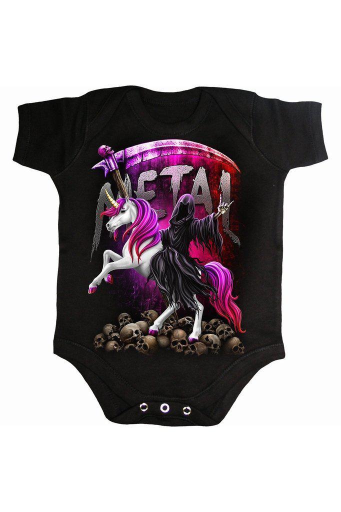 Metallicorn - Baby Sleepsuit Black-Spiral-Dark Fashion Clothing