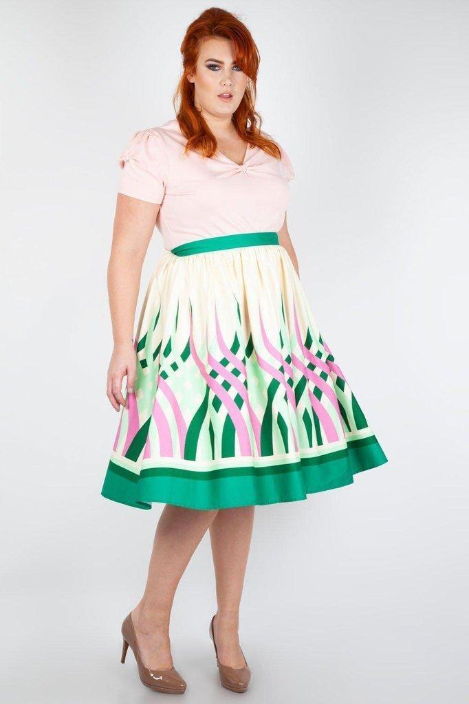 Mia Colour Wheel Border Print Flare Skirt-Voodoo Vixen-Dark Fashion Clothing