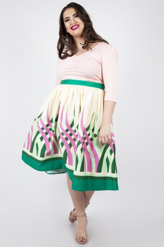Mia Colour Wheel Border Print Flare Skirt by Voodoo Vixen - Dark ...