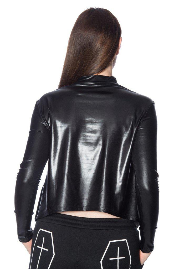 Minimal Goth Turtle Neck Top-Banned-Dark Fashion Clothing