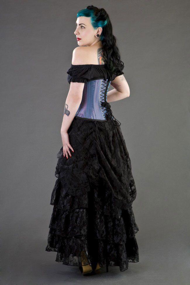 Mistress Underbust Steel Boned Waist Training Corset In Taffeta-Burleska-Dark Fashion Clothing
