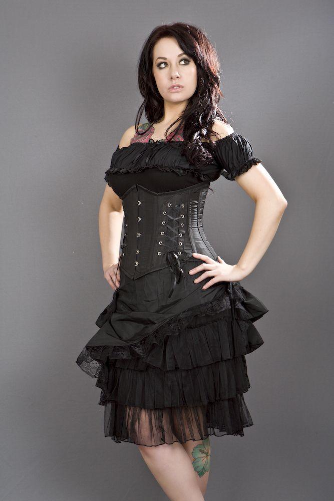 Mistress Underbust Steel Boned Waist Training Corset In Taffeta-Burleska-Dark Fashion Clothing