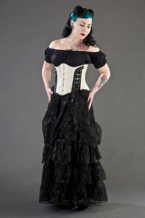 Mistress Underbust Steel Boned Waist Training Corset In Taffeta-Burleska-Dark Fashion Clothing