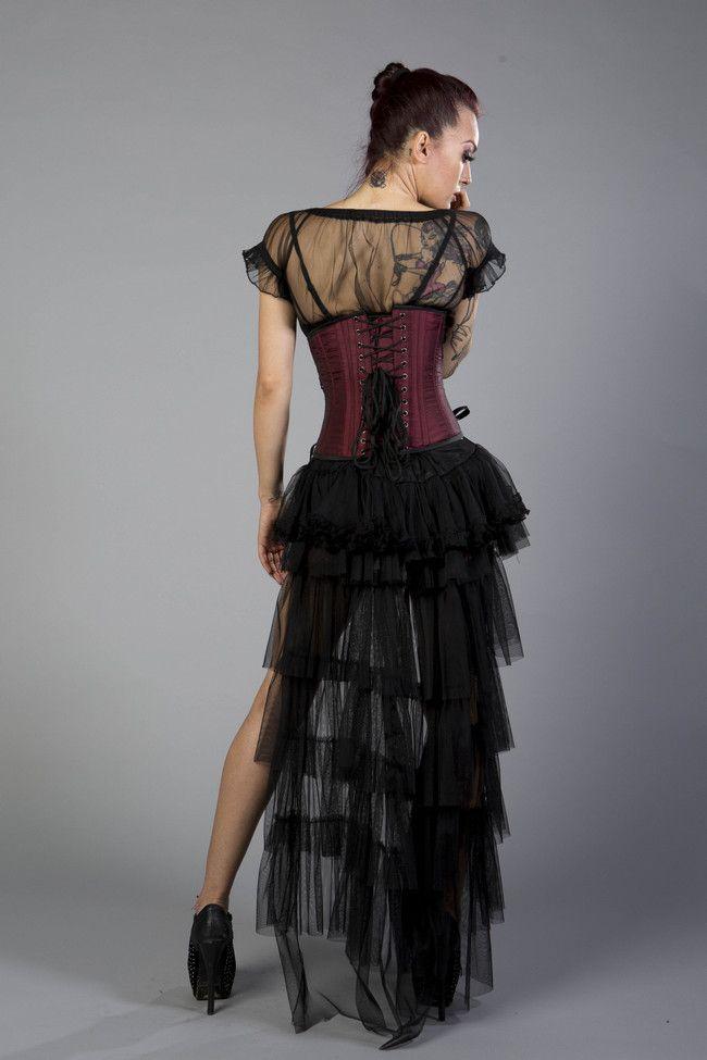 Mistress Underbust Steel Boned Waist Training Corset In Taffeta-Burleska-Dark Fashion Clothing