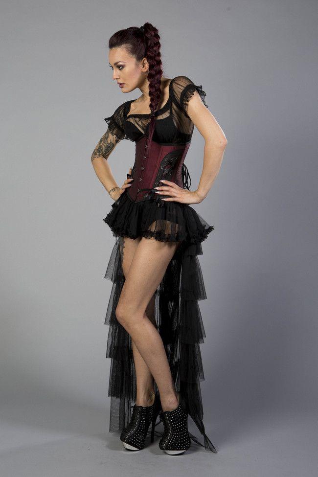 Mistress Underbust Steel Boned Waist Training Corset In Taffeta-Burleska-Dark Fashion Clothing