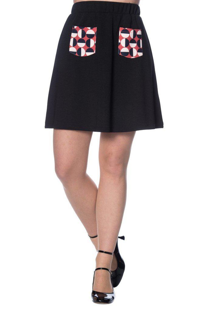 Mod Circles Pocket Skirt-Banned-Dark Fashion Clothing