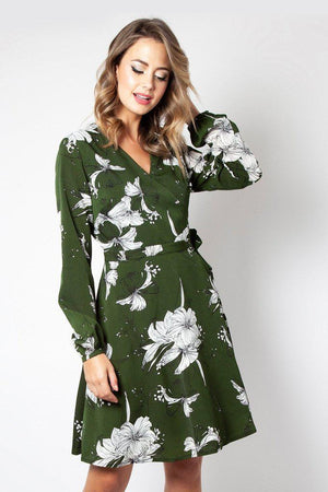 Molly Floral Wrap Dress-Voodoo Vixen-Dark Fashion Clothing