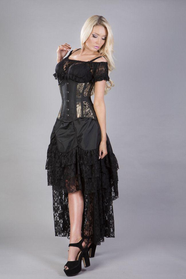 Morgana Underbust Steel Boned Corset In King Brocade & Taffeta-Burleska-Dark Fashion Clothing
