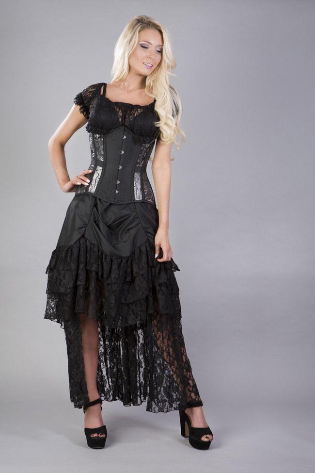 Morgana Underbust Steel Boned Corset In King Brocade & Taffeta-Burleska-Dark Fashion Clothing