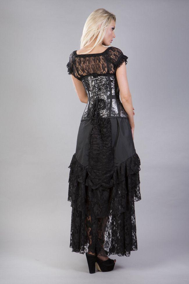 Morgana Underbust Steel Boned Corset In King Brocade & Taffeta-Burleska-Dark Fashion Clothing