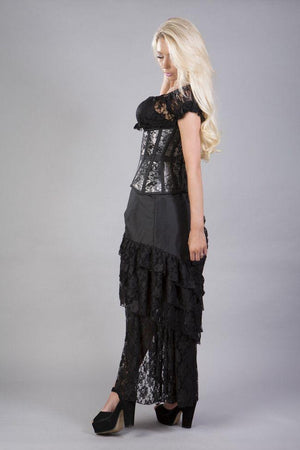Morgana Underbust Steel Boned Corset In King Brocade & Taffeta-Burleska-Dark Fashion Clothing