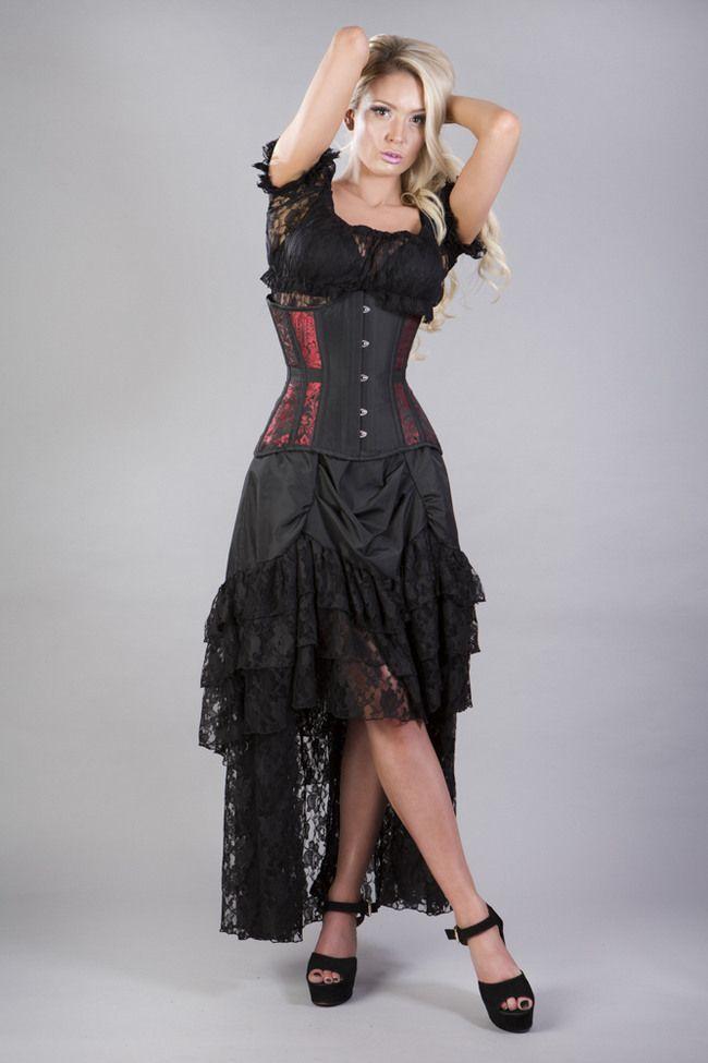Morgana Underbust Steel Boned Corset In King Brocade & Taffeta-Burleska-Dark Fashion Clothing