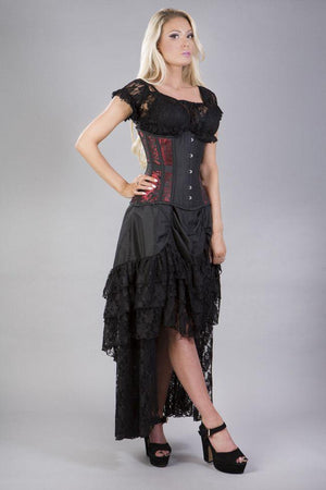 Morgana Underbust Steel Boned Corset In King Brocade & Taffeta-Burleska-Dark Fashion Clothing