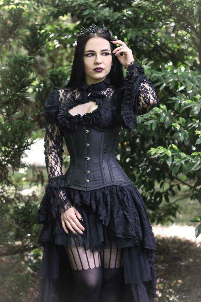 Morgana Underbust Steel Boned Corset In King Brocade & Taffeta-Burleska-Dark Fashion Clothing