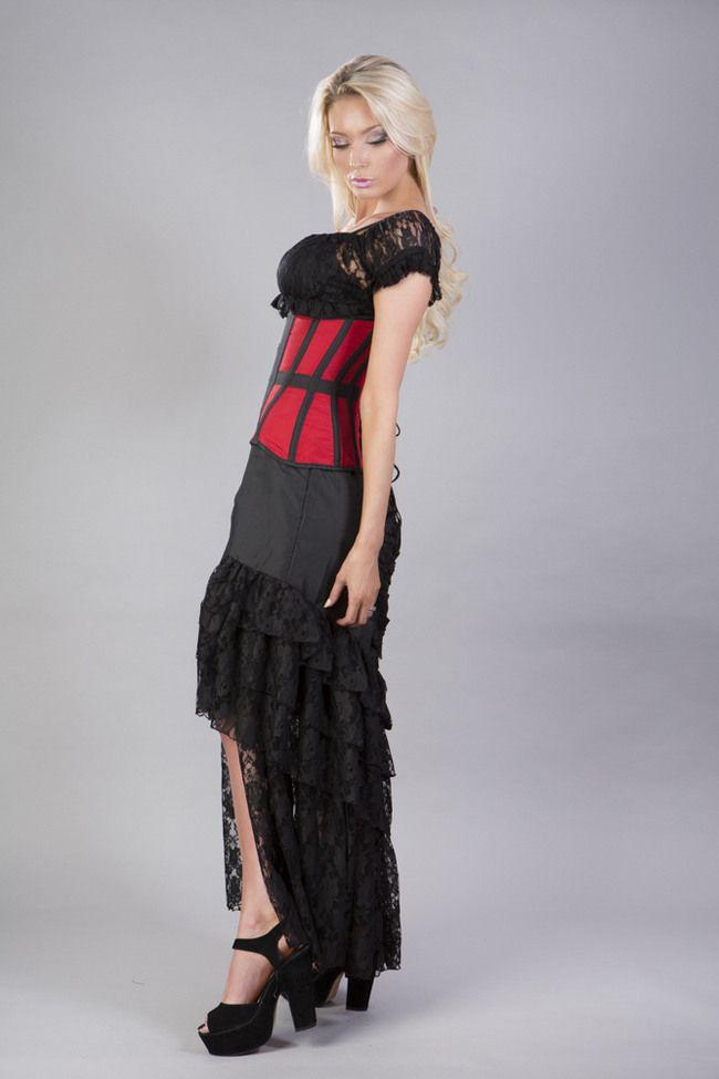 Morgana Underbust Steel Boned Corset In Taffeta-Burleska-Dark Fashion Clothing