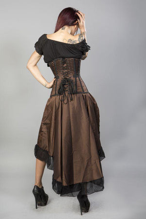 Morgana Underbust Steel Boned Corset In Taffeta-Burleska-Dark Fashion Clothing