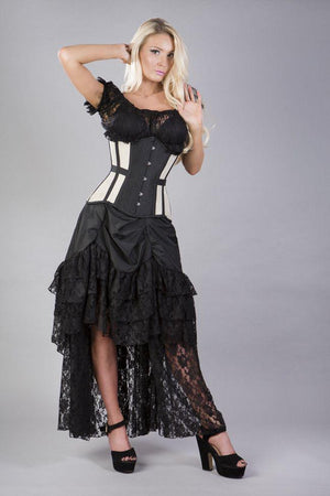 Morgana Underbust Steel Boned Corset In Taffeta-Burleska-Dark Fashion Clothing