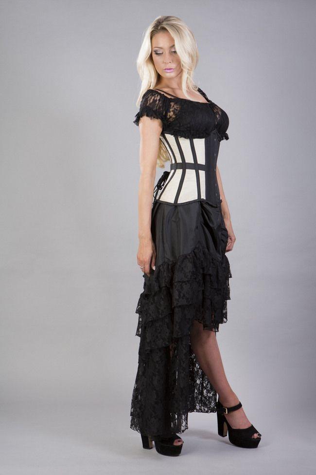 Morgana Underbust Steel Boned Corset In Taffeta-Burleska-Dark Fashion Clothing