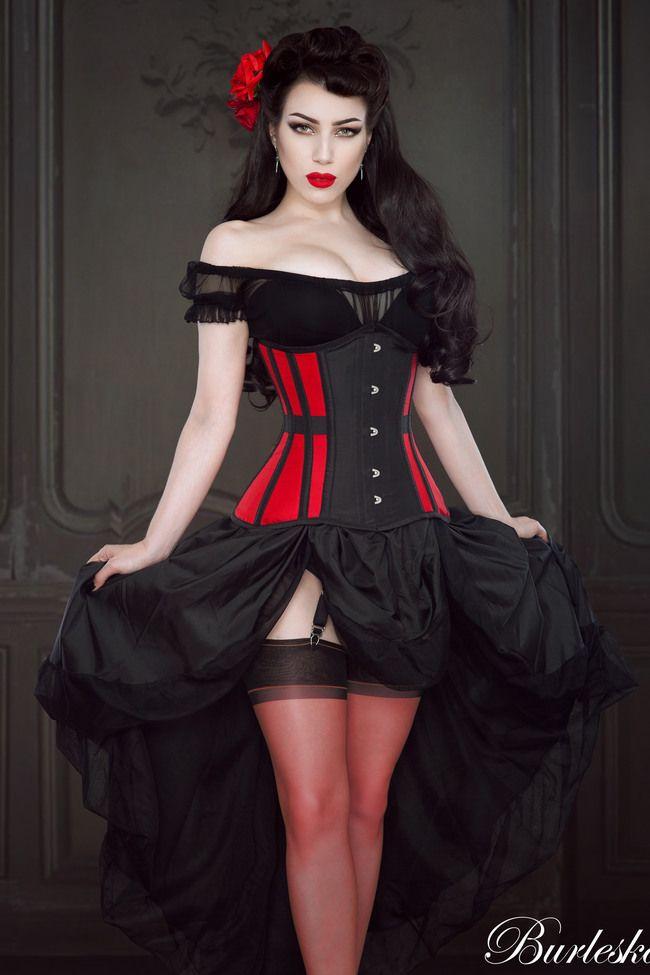 Morgana Underbust Steel Boned Corset In Taffeta-Burleska-Dark Fashion Clothing