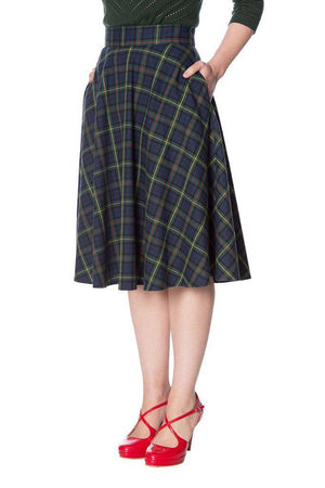 Mrs Clause Pleated Skirt-Banned-Dark Fashion Clothing
