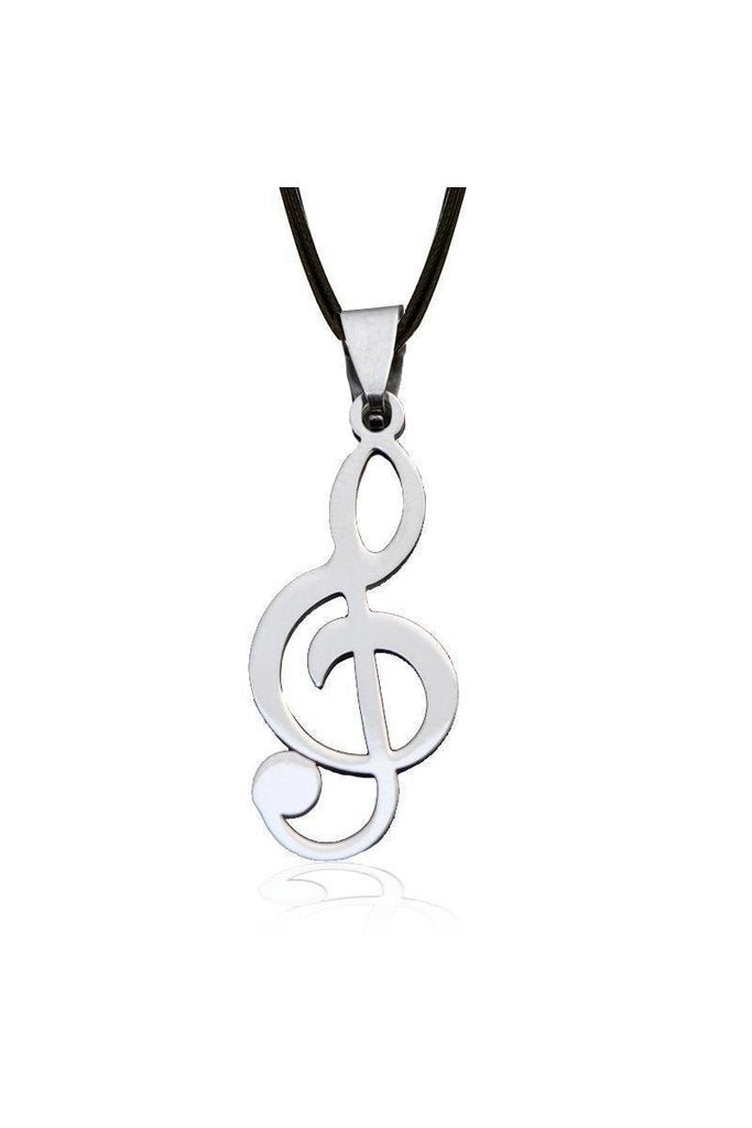 Musical Note Sol Key Pendant and Black Necklace - Sawyer-Dr Faust-Dark Fashion Clothing