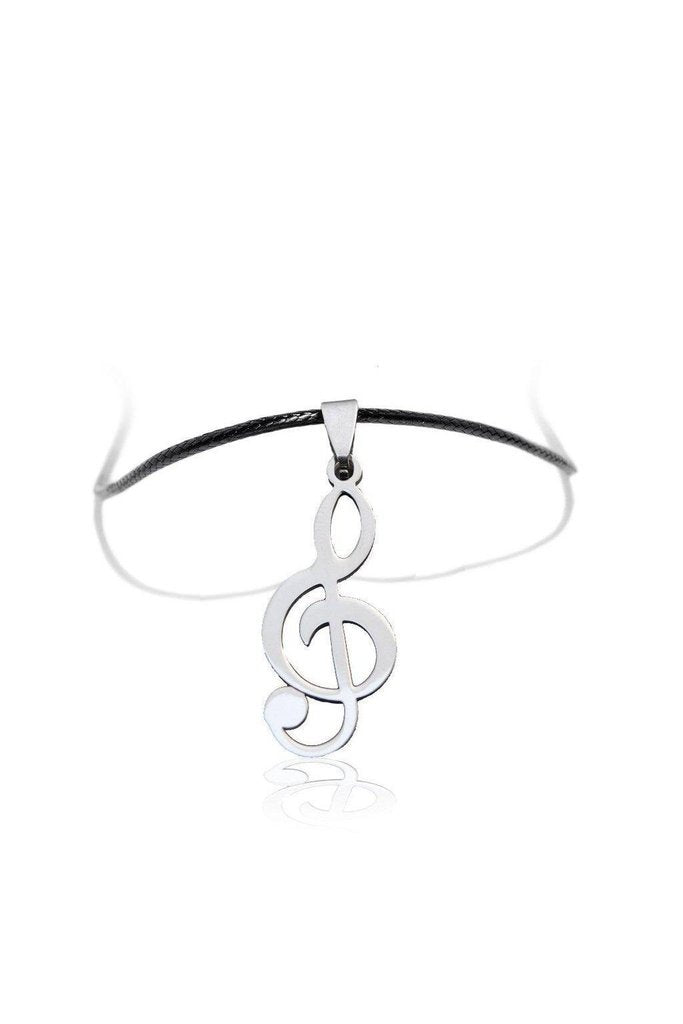 Musical Note Sol Key Pendant and Black Necklace - Sawyer-Dr Faust-Dark Fashion Clothing