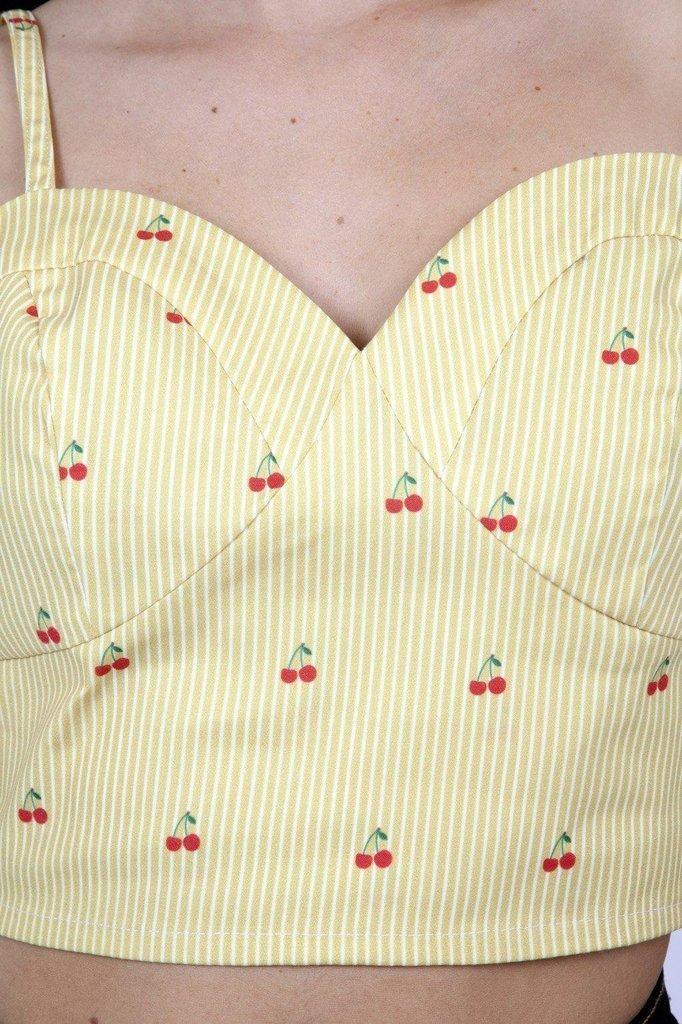 Natalie Cherry Stripe Crop Top-Voodoo Vixen-Dark Fashion Clothing