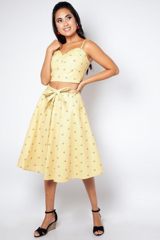 Natalie Cherry Stripe Crop Top-Voodoo Vixen-Dark Fashion Clothing