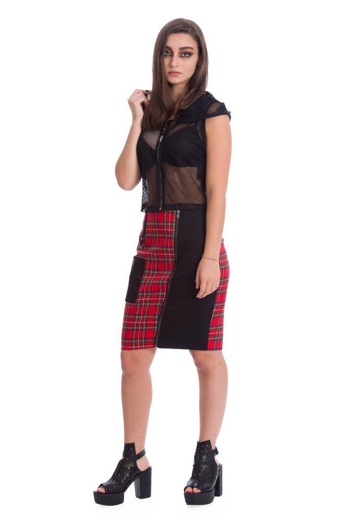 Nightmare Net Cold Shoulder Hoodie-Banned-Dark Fashion Clothing