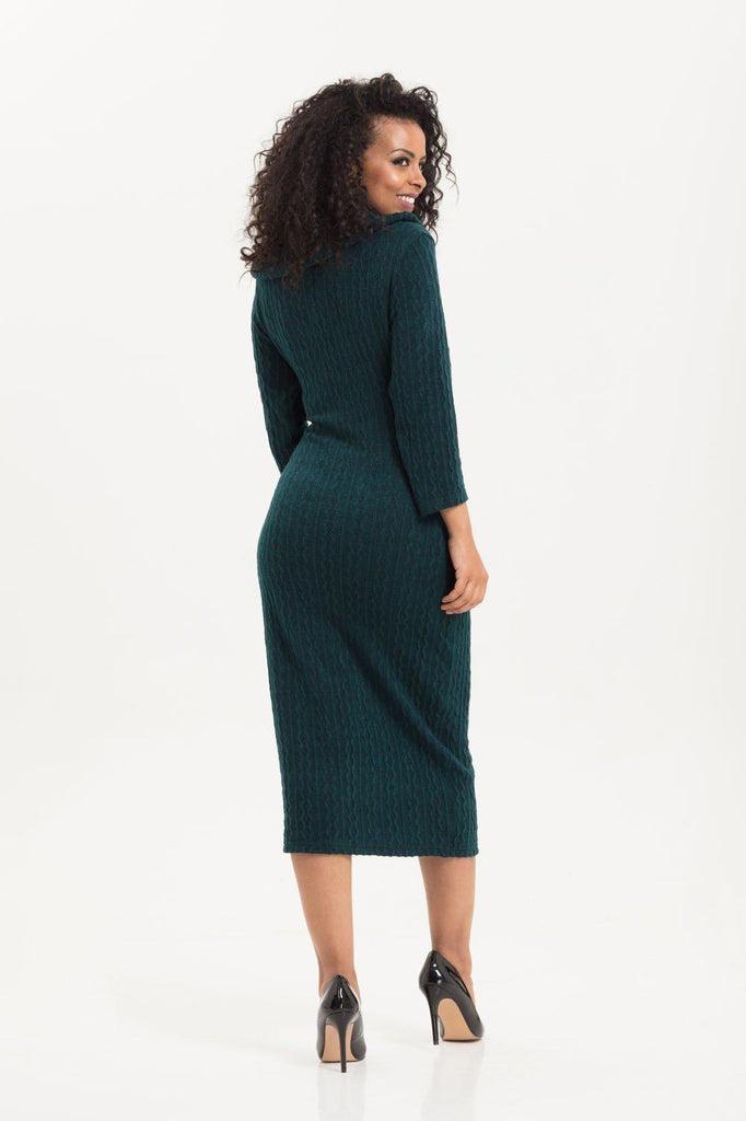 Olivia Green Knit Fitted Dress-Voodoo Vixen-Dark Fashion Clothing