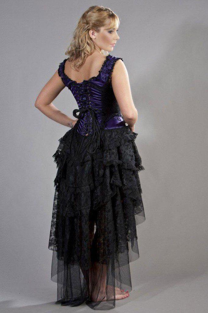 Ophelie Gothic Corset Dress In Satin Flock-Burleska-Dark Fashion Clothing
