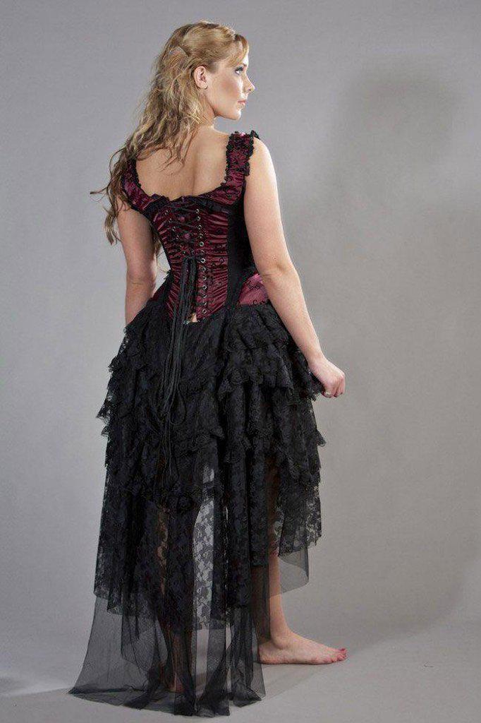Ophelie Gothic Corset Dress In Satin Flock-Burleska-Dark Fashion Clothing