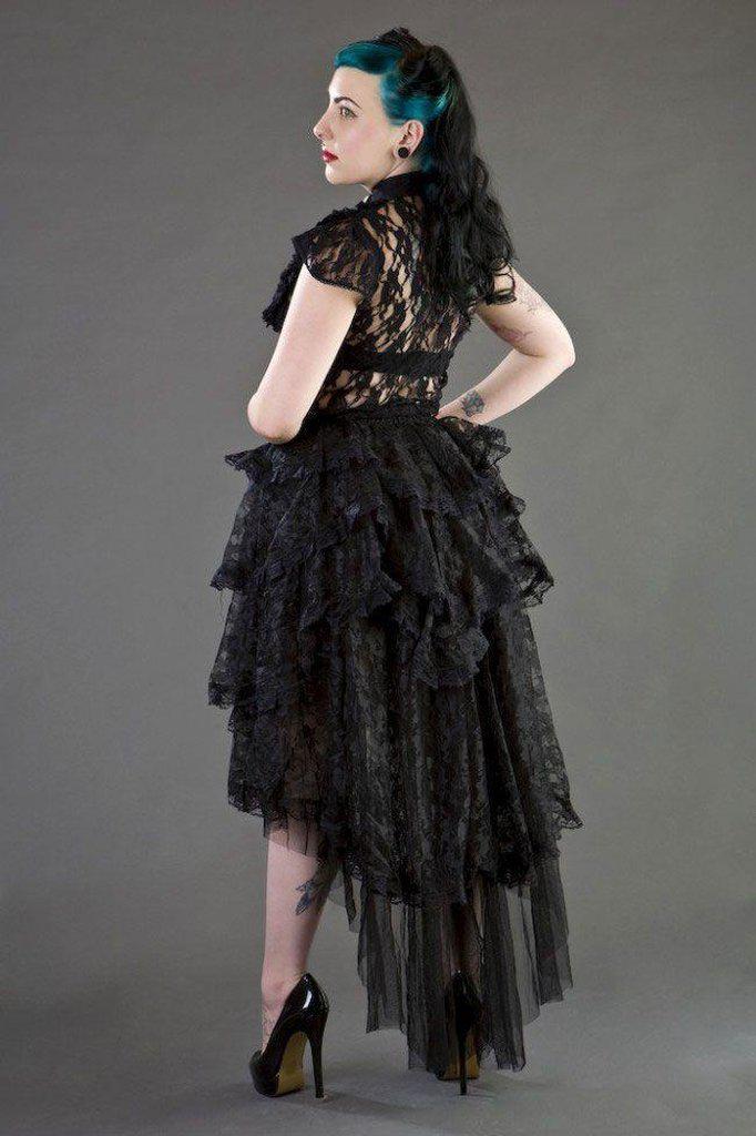 Ophelie Long Gothic Skirt In Black Lace-Burleska-Dark Fashion Clothing