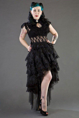 Ophelie Long Gothic Skirt In Black Lace-Burleska-Dark Fashion Clothing