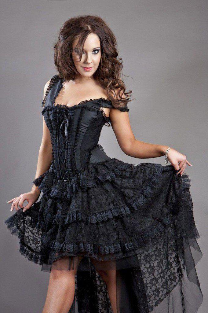 Ophelie Vintage Corset Dress In Taffeta-Burleska-Dark Fashion Clothing