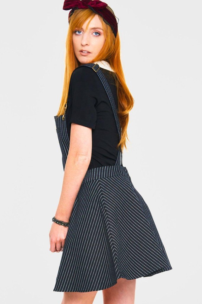 Over It All Pinstripe Overall Dress-Jawbreaker-Dark Fashion Clothing