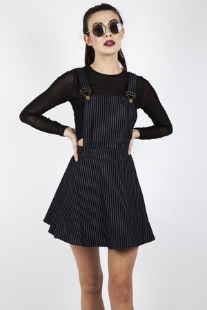 Over It All Pinstripe Overall Dress-Jawbreaker-Dark Fashion Clothing