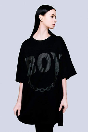 Oversize Boy Chain T-Shirt - Unisex-Long Clothing-Dark Fashion Clothing