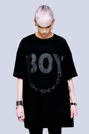 Oversize Boy Chain T-Shirt - Unisex-Long Clothing-Dark Fashion Clothing