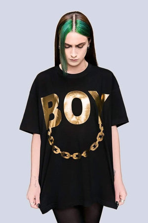 Oversize Boy Chain T-Shirt - Unisex-Long Clothing-Dark Fashion Clothing