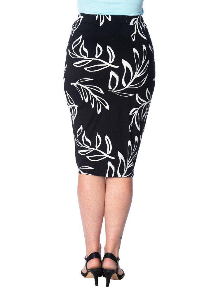 Palm Pencil Skirt-Banned-Dark Fashion Clothing