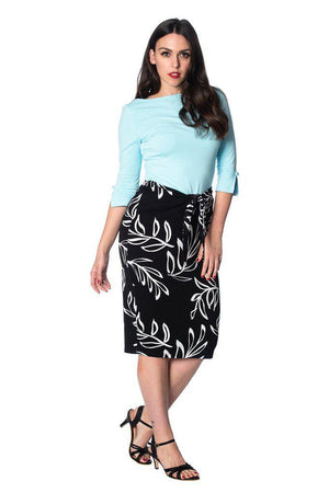 Palm Pencil Skirt-Banned-Dark Fashion Clothing